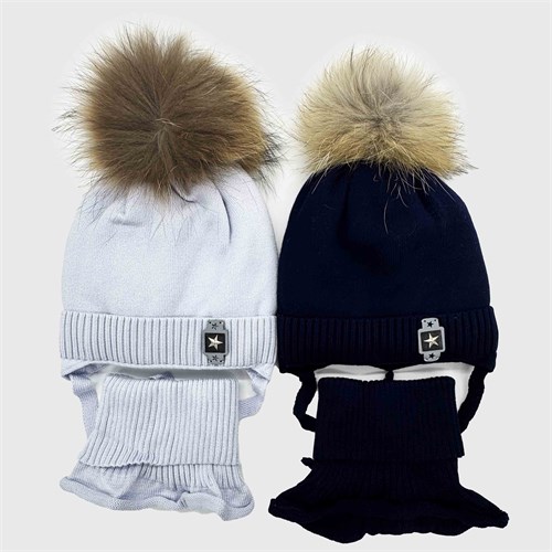 LAMIR комплект: Царь, шапка на утеплителе, подклад хлопок + манишка (р.44-46) натуральный помпон ЧЗ 15952-Л