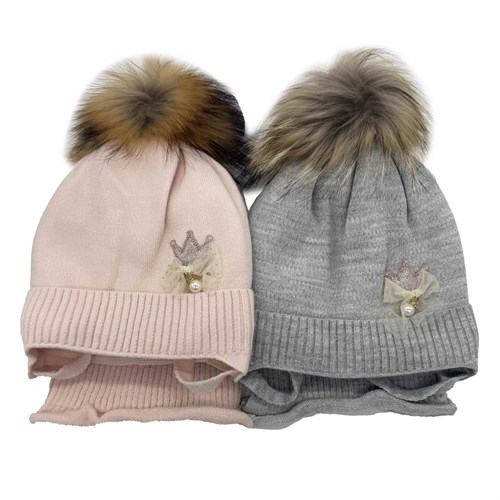 LAMIR комплект: Барби, шапка на утеплителе, подклад хлопок + снуд (р.48-50) натуральный помпон ЧЗ 15967-Л