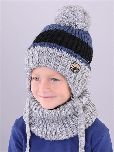 Поляярик комплект S-02-21 шапка + снуд на флисовом подкладе (р.52-54) ЧЗ S-02-21-