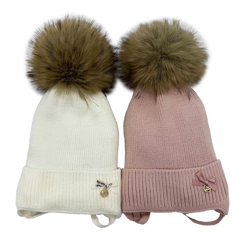 Milli шапка Калвин, на синтепоне, с меховым помпоном, подклад хлопок (р.46-48) 15972