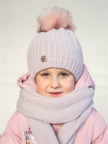 AGBO комплект 2267 Alama шапка двойная вязка, подклад полоска флиса + шарф (р.50-52) ч/з - копия 2267 Alama/1