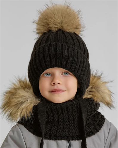 Milli комплект Konte шапка для мальчика с утеплителем + снуд (р.44-48,48-52,52-56) Konte-енот