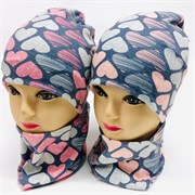 ambra комплект шапка двойной трикотаж + снуд (р.48-50) сердечки 31556