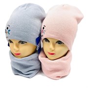 AGBO комплект 2233 Jadzia  шапка двойная вязка + снуд (р.48-50) белый 2233 Jadzia