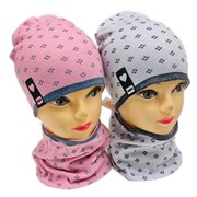 ambra комплект шапка двойной трикотаж + снуд (р.50-54) галочки 31501
