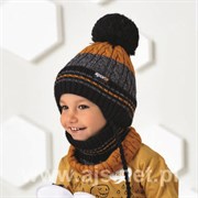 .AJS комплект 44-475 шапка с завязками на флисе+снуд (р.48-50) ч/з 44-475