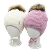 LAMIR шапка Илона на утеплителе, с натуральным помпоном, подклад хлопок (р.52-54) Илона-И