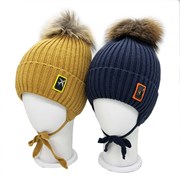 LAMIR шапка Замир с утеплителем, натуральный помпон, подклад хлопок (р.48-50) Замир-Л