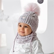 .AJS комплект 46-426 шапка, подклад флис+снуд (р.48-50) помпон искусственный мех, ч/з 46-426