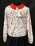 Catherine блузка длинный рукав, на резинке, бабочки цветные (р.128-158) Ca 1944 d-1
